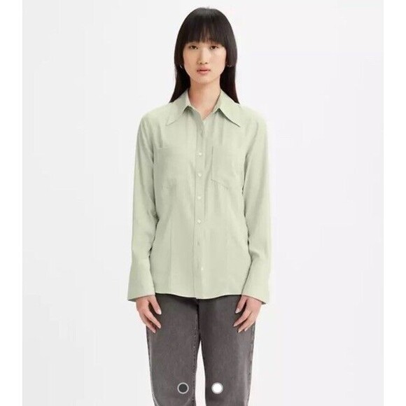 Levis Rilynn Silky Shirt 70s Western Style green Long Sleeve Button Up M - Picture 1 of 10